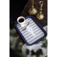 Özgürce Desenli Metal Tepsi, Çay ve Kahve Sunumu, 21X31 Cm, Şık ve Kullanışlı