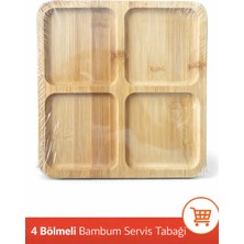 Özgürce Şık Dekoratif Bambu 4 Bölmeli Sunumluk, Modern ve Zarif Tasarım