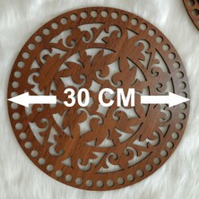 Özgürce Iki Adet Desenli Ahşap 3 mm Mdf Sepet ve Tepsi Tabanı, 30 Cm, Kahverengi