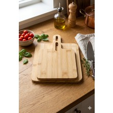 Özgürce 2'li Bambu Kesme ve Sunum Seti, 30X24 & 24X17 Cm, Şık Mutfak Aksesuarı