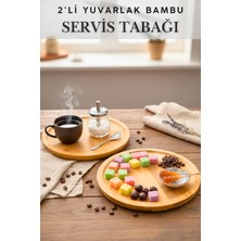 Özgürce Iki Adet Yuvarlak Bambu Servis Tabağı, 20 x 20 Cm, Şık ve Doğal Kullanım