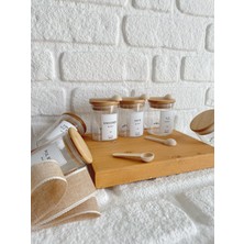 Özgürce 3'lü Bambu Kapaklı Cam Baharatlık Seti + Ahşap Kaşıklar