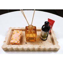 Özgürce Doğal Traverten Mermer Banyo Düzenleyici ve Sunum Tabağı Seti