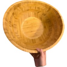 Özgürce Bambu Ahşap Servis Kasesi 20 cm Büyük Boy, Dekoratif ve Şık Tasarım