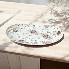 Özgürce Desenli Oval Melamin Tepsi 53X35 Cm, Kırılmaz ve Dayanıklı Sunum Tepsisi
