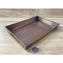 Özgürce Bakır Renk Metal Sunum Tepsisi 33X23 cm Şık ve Kullanışlı Tasarım