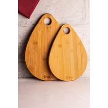 Özgürce Bambu Kesme ve Sunum Tahtası Çift Set, 28/33 Cm, Şık ve Dayanıklı