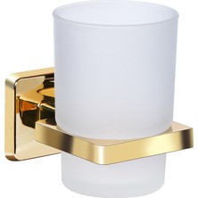 PremiumPort Altın Pirinç Metal Diş Fırçalık Etejerli Banyo Aksesuarı