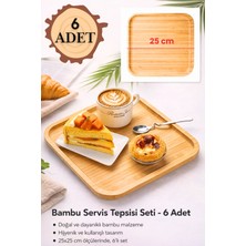 Özgürce 6'lı Bambu Kare Servis Tabağı Seti, 25X25 Cm, Şık Sunumlar Için