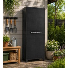 Csb Store Modern Siyah Plastik Dolap | 2 Kapaklı Çok Amaçlı Balkon & Banyo Dolabı