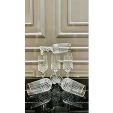 Vakıf Home Bohemia Kristal Ayaklı Gold El Işi Kahve Yanı Su Bardağı 180 ml