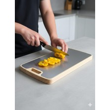 Özgürce Çift Taraflı Paslanmaz Çelik ve Ahşap Kesme Tahtası, Çok Amaçlı Kullanım