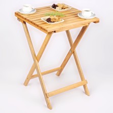 Özgürce 50X50CM Katlanır Bistro Masa, Bahçe, Balkon, Tera, Ceviz-Kiraz Renk