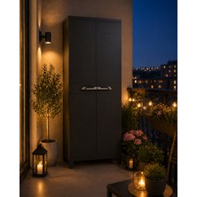 Csb Store Siyah 2 Kapılı 3 Raflı Plastik Dolap | Dayanıklı, Suya Dayanıklı Çok Amaçlı Depolama (Balkon & Banyo & Bahçe)