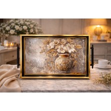 Özgürce Modern Çay Kahve Sunum Lüks Tepsisi 40X32, Şık ve Kullanışlı Tasarım