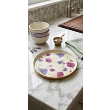 Özgürce Menekşe Gold Detaylı Emaye Sunum ve Çay Tepsisi, Şık ve Kullanışlı Tasarım