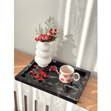 Özgürce Şık Siyah Mermer Desenli Ahşap Tepsi, Zarif Sunum Için Mükemmel Seçenek