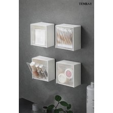 PremiumPort Çok Amaçlı Yapışkanlı Kare Saklama Kutusu, Makyaj Düzenleyici, Mini Organizer