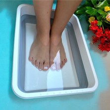 PremiumPort Katlanabilir Badya Pedikür Leğeni, 8l, Beyaz/gri, Akordiyon Dikdörtgen