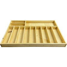 Özgürce Doğal Ahşap 9 Bölmeli Kaşıklık Çekmece Içi Organizer 40X60