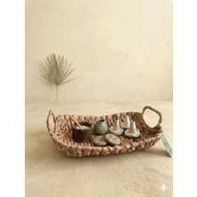 Özgürce El Yapımı Hasır Oval Tepsi 29 Cm, Şık ve Dayanıklı Sunum Sepeti