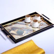 Özgürce Şık Siyah Dikdörtgen Tepsi 50X31 Cm, Dayanıklı ve Kullanışlı Tasarım