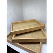 Özgürce Şık 3'lü Ahşap Tepsi Seti, Dekoratif ve Kullanışlı Tasarım