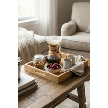 Özgürce Doğal Bambu Dikdörtgen Sunum Tepsisi, 38X25 Cm, Şık ve Fonksiyonel