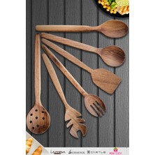 Özgürce Doğal Ceviz Ağacı Ahşap Tahta Kaşık ve Spatula Seti, 6'lı Paket