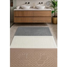 Mela Home 3 Lü Set Ayak Izli Ayak Havlusu- Ayak Paspası - 50*70 cm - Su Emici - Kaymaz Taban