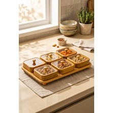 Özgürce Bambu Dikdörtgen Çerezlik ve Saklama Kabı, 150 Ml, 6'lı Set