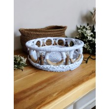 Özgürce Modern Bohem Ahşap Halkalı Inçili Ahşap Boncuklu Tepsi