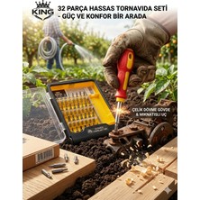 King 32 Parça Profesyonel Tornavida Seti - Mıknatıslı Bits Uçlu Tamir Seti - Telefon ve Saat Tamiri