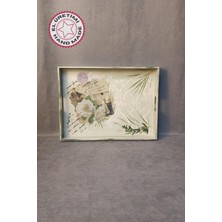 Özgürce El Yapımı Ahşap Sunumluk, Dekoratif Koyu Yeşil Tepsi