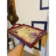 Özgürce El Yapımı Doğal Ahşap Tepsi, Şık ve Kullanışlı Dekorasyon Ürünü