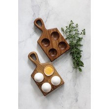 Özgürce Ahşap Saplı 4'lü Yumurtalık Sunumluk, Şık ve Kullanışlı Tasarım