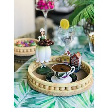 Özgürce Ahşap Boncuklu Hasır Tepsi Seti, Şık ve Hafif Sunumlar Için Mükemmel