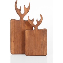 Özgürce Yılbaşı Temalı Ren Geyiği Sunum Kesme Tahtası, Doğal Çam Ağacı