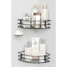 PremiumPort Iki Parça Banyo Köşeliği, Duş ve Şampuanlık, Duvar Organizer Rafı