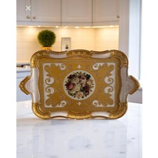 Özgürce El Yapımı Gül Ağacı Krem Sunum Tepsisi, 6 Kişilik Lüx Tepsi