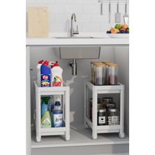 PremiumPort Iki Katlı Tekerlekli Çok Amaçlı Düzenleyici, Banyo ve Mutfak Için