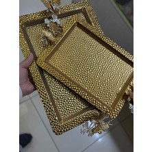 Özgürce Şık Metal Çay Tepsisi Seti, Zarif ve Dayanıklı Tasarım, 2li Paket