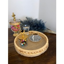 Özgürce Şık Ahşap Dekoratif Tepsi, 27 cm Çap, Ev ve Davetler Için Ideal