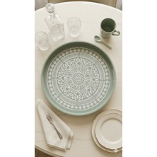 Özgürce Pastel Yeşil Desenli Dekoratif Tepsi, Şık Sunum Için Mükemmel Seçenek