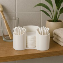 PremiumPort Organize Edici Banyo Kulak Pamuğu Kutusu, 3 Bölmeli, Pratik ve Şık
