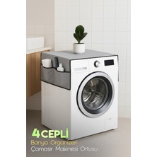 PremiumPort Çamaşır Makinesi ve Banyo Düzenleyici, 4 Cepli Organizer, Buzdolabı Örtüsü