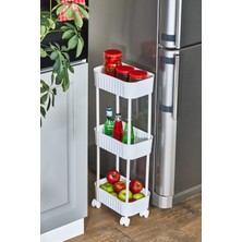 PremiumPort Çok Katlı Banyo Düzenleyici, Beyaz, Tekerlekli, Çok Amaçlı Organizer
