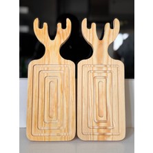 Özgürce Iki Parçalı Ahşap Geyik Temalı Sunumluk Seti, Zarif ve Şık Tasarım