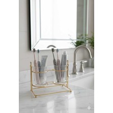 PremiumPort Gold Detaylı Şık ve Dekoratif Standlı Banyo Organizeri