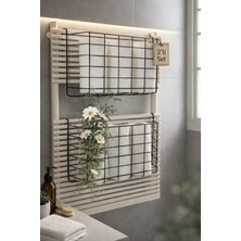 Teknotrust Iki'li Banyo Havluluk ve Düzenleyici, Kurutma Sepeti, Askı, Şampuanlık